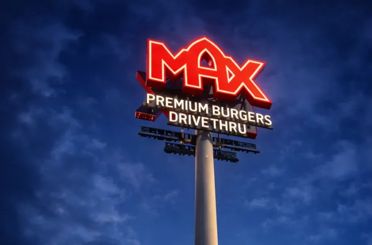 Słup reklamowy MAX Premium Burgers Drive Thru - Graffico