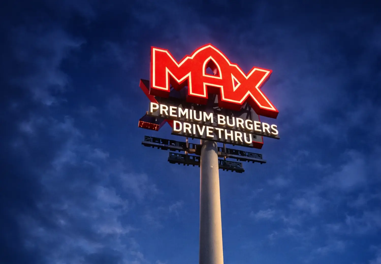 Słup reklamowy MAX Premium Burgers Drive Thru - Graffico