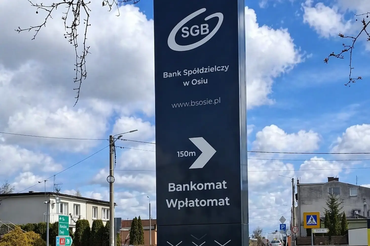 Pylon SGB Bank Spółdzielczy w Osiu - produkcja Graffico