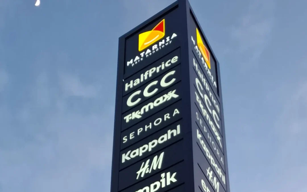 Pylon reklamowy do ekspozycji wielu marek