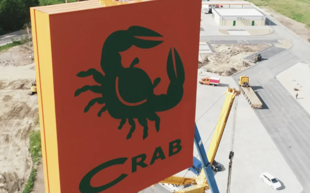 Konstrukcja reklamowa, witacz, pylon reklamowy dla Crab