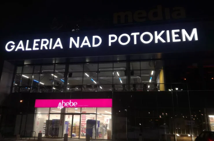 Podświetlony napis Galeria nad Potokiem - producent Graffico