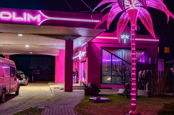 Stacja paliw Skolim - stacja i palmy