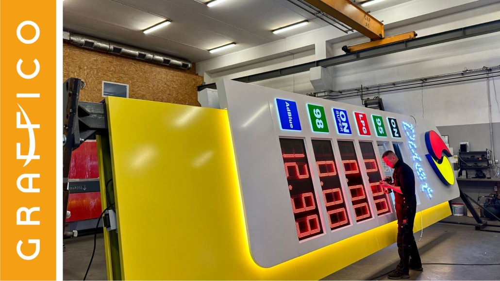 wystrój reklamowy stacji paliw producent Graffico