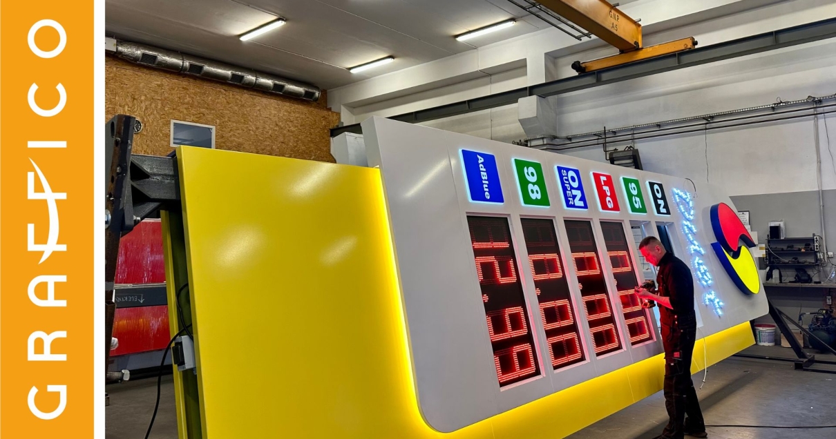wystrój reklamowy stacji paliw producent Graffico