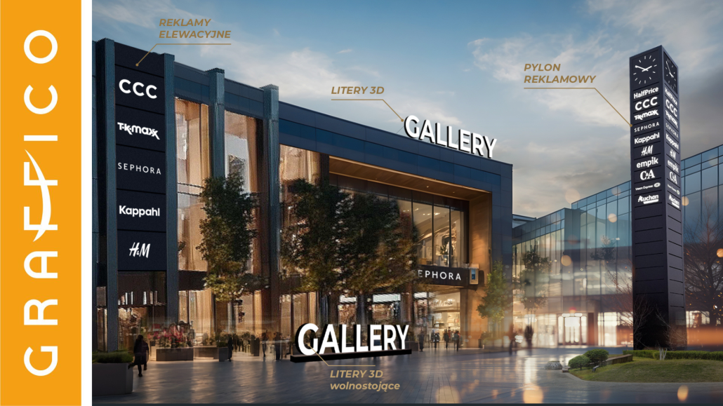oznakowanie galerii handlowej Graffico