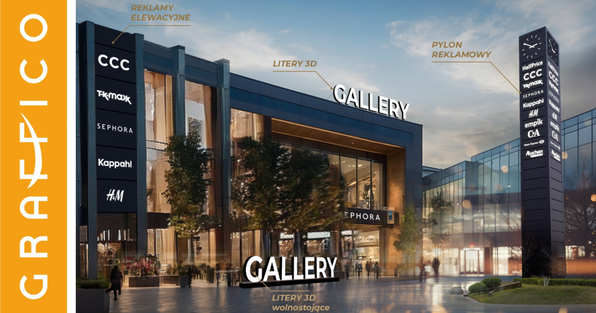 oznakowanie galerii handlowej Graffico