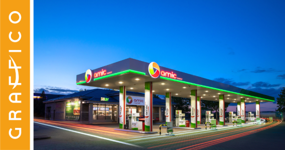 oświetlenie na stacji paliw