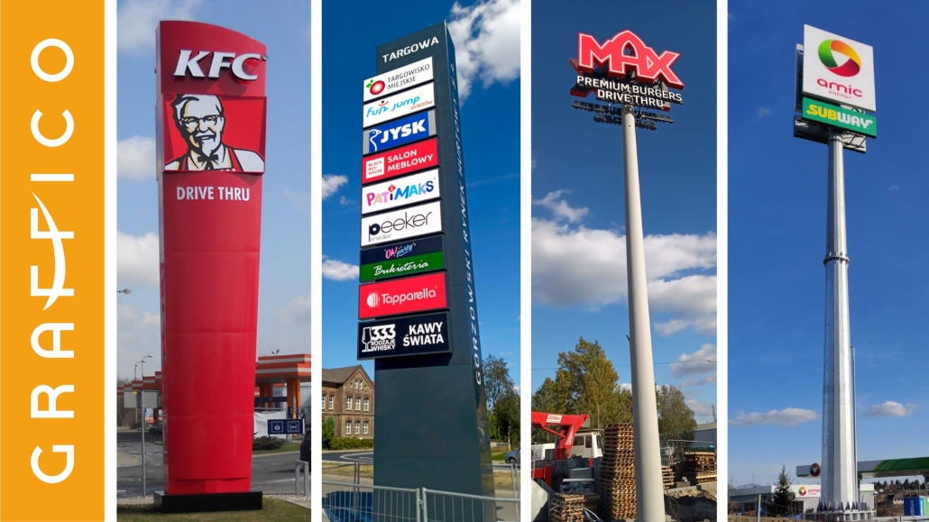 pylony dla restauracji drive thru producent Graffico