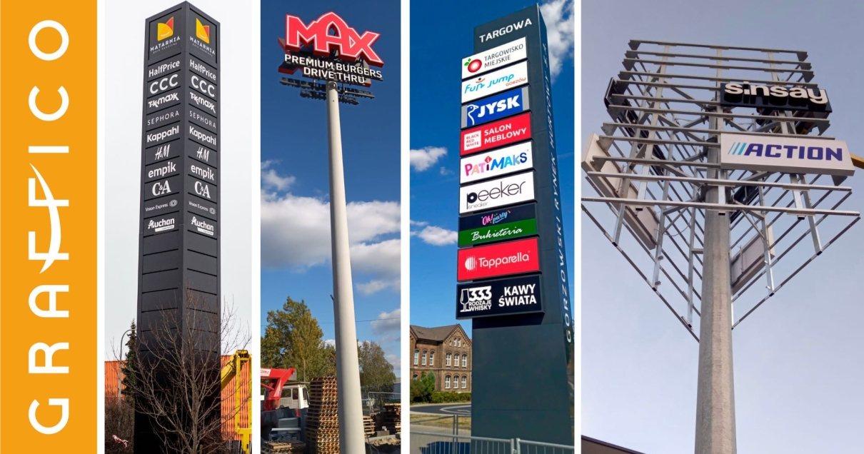 pylony reklamowe z logo firmy