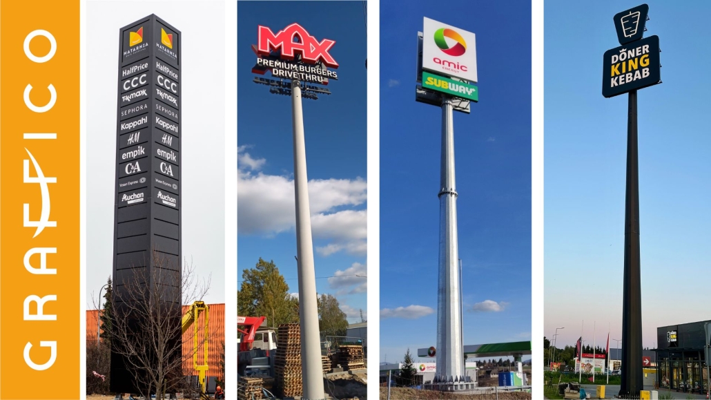 pylony dla restauracji drive thru producent Graffico